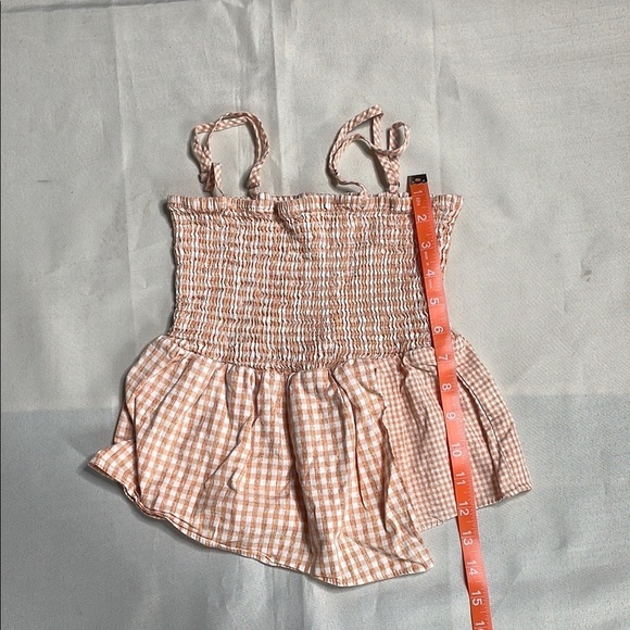HONEY BELLE Orange and white Gingham Smocked Top - Picture 4 of 6